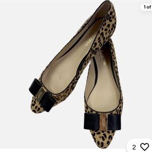Kate Spade Leopard Print Norah Flats Bow Detail Pointed Toe HairCalf Leather 8.5
